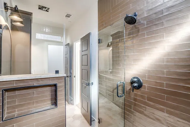 a bathroom with a shower