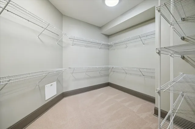 a view of a room with racks on the wall