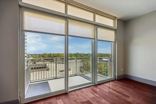 a view of a glass door with a glass windows