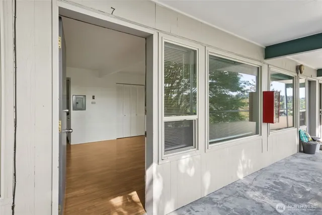 a view of a glass door with a glass door