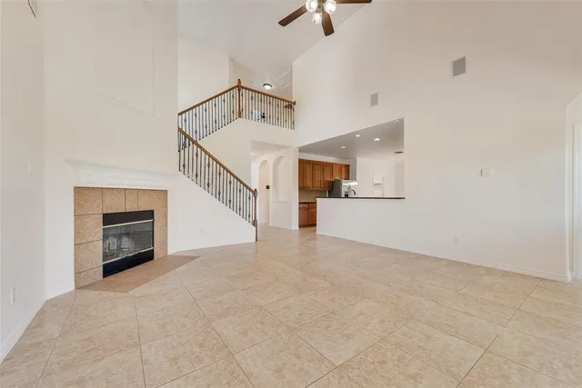 a view of a livingroom with a fireplace