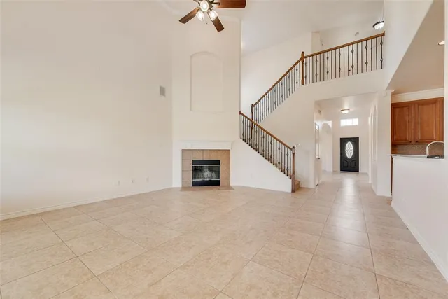 a view of a livingroom with a staircase
