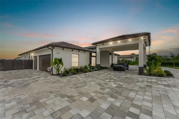 a view of a house with a patio