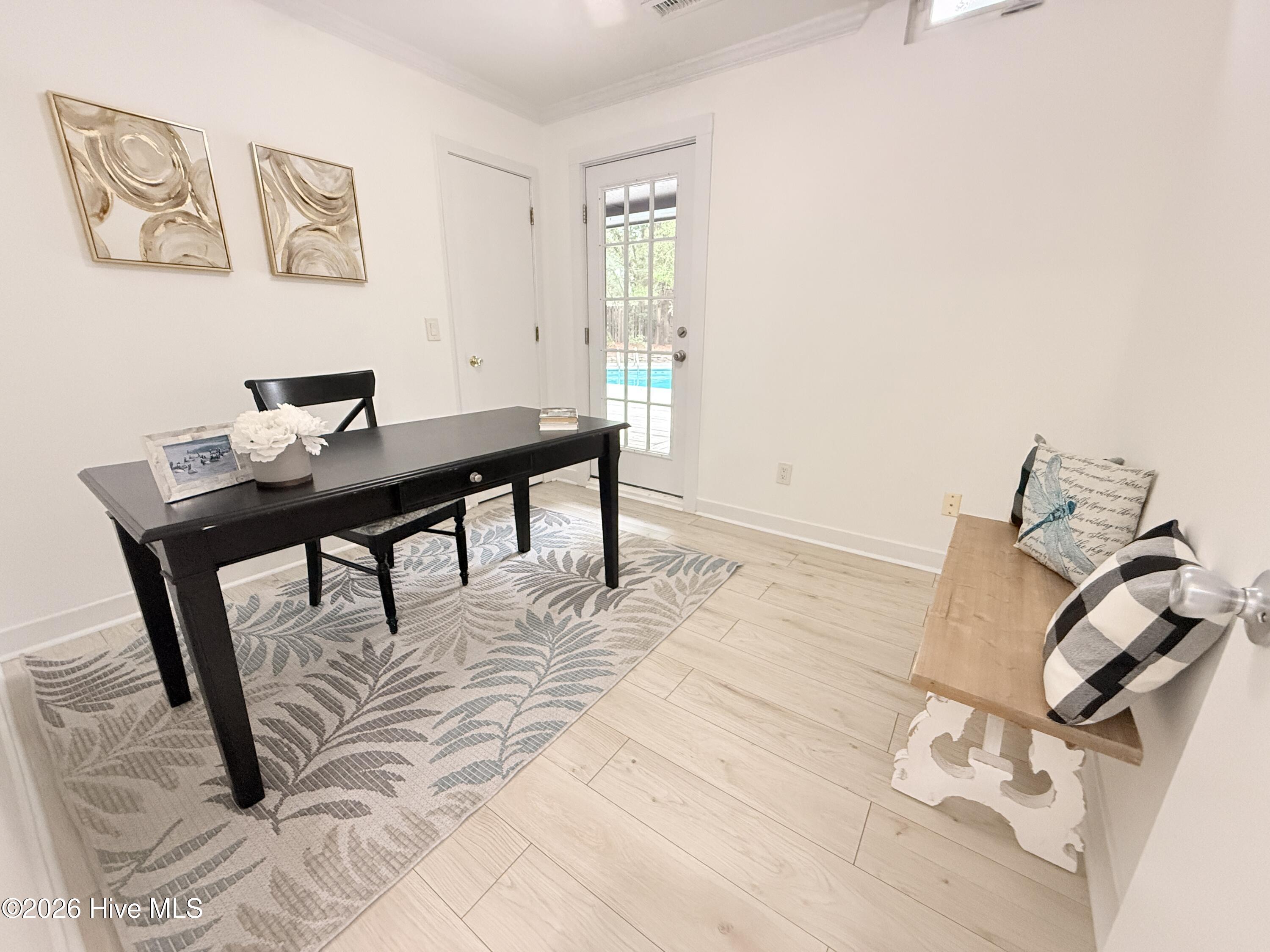 1001 Hunting Ridge Road Wilmington, NC 28412 - Photo 32 of 58 This versatile room is currently set up as an office but could house a twin over full bunk bed and has walk in closet and door to the pool!