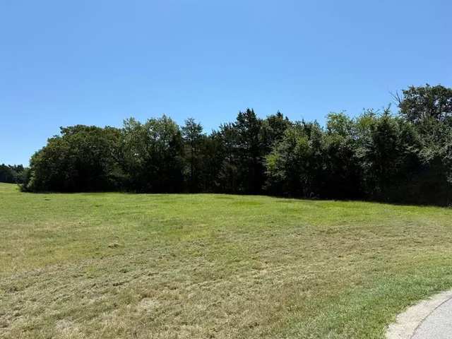 a view of a field with an outdoor space