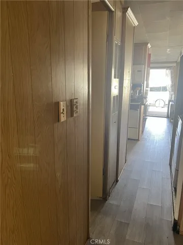 a bathroom with a glass door shower