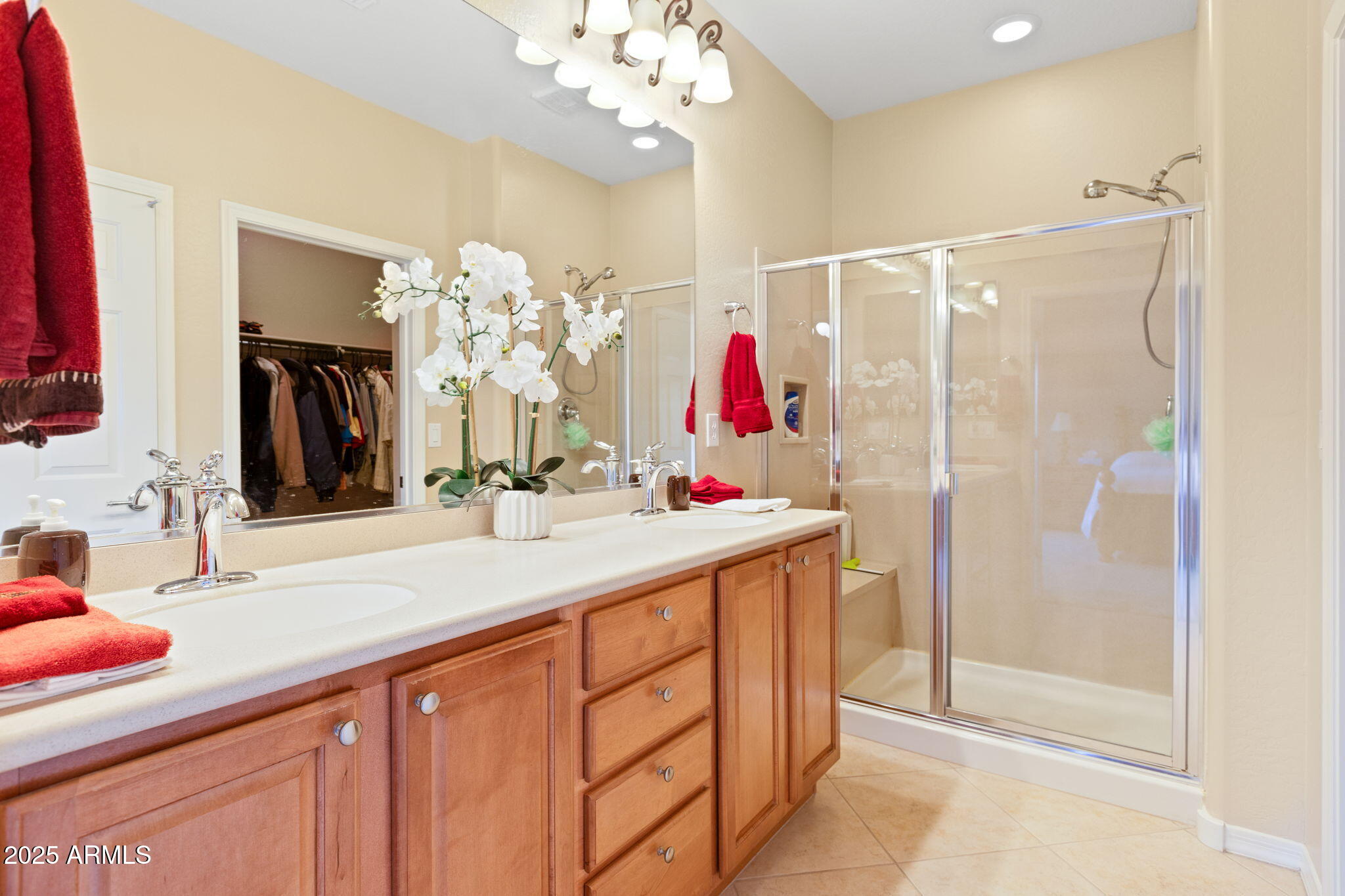 21280 North 262nd Drive Buckeye, AZ 85396 - Photo 4 of 51 a bathroom with a double vanity sink and a mirror