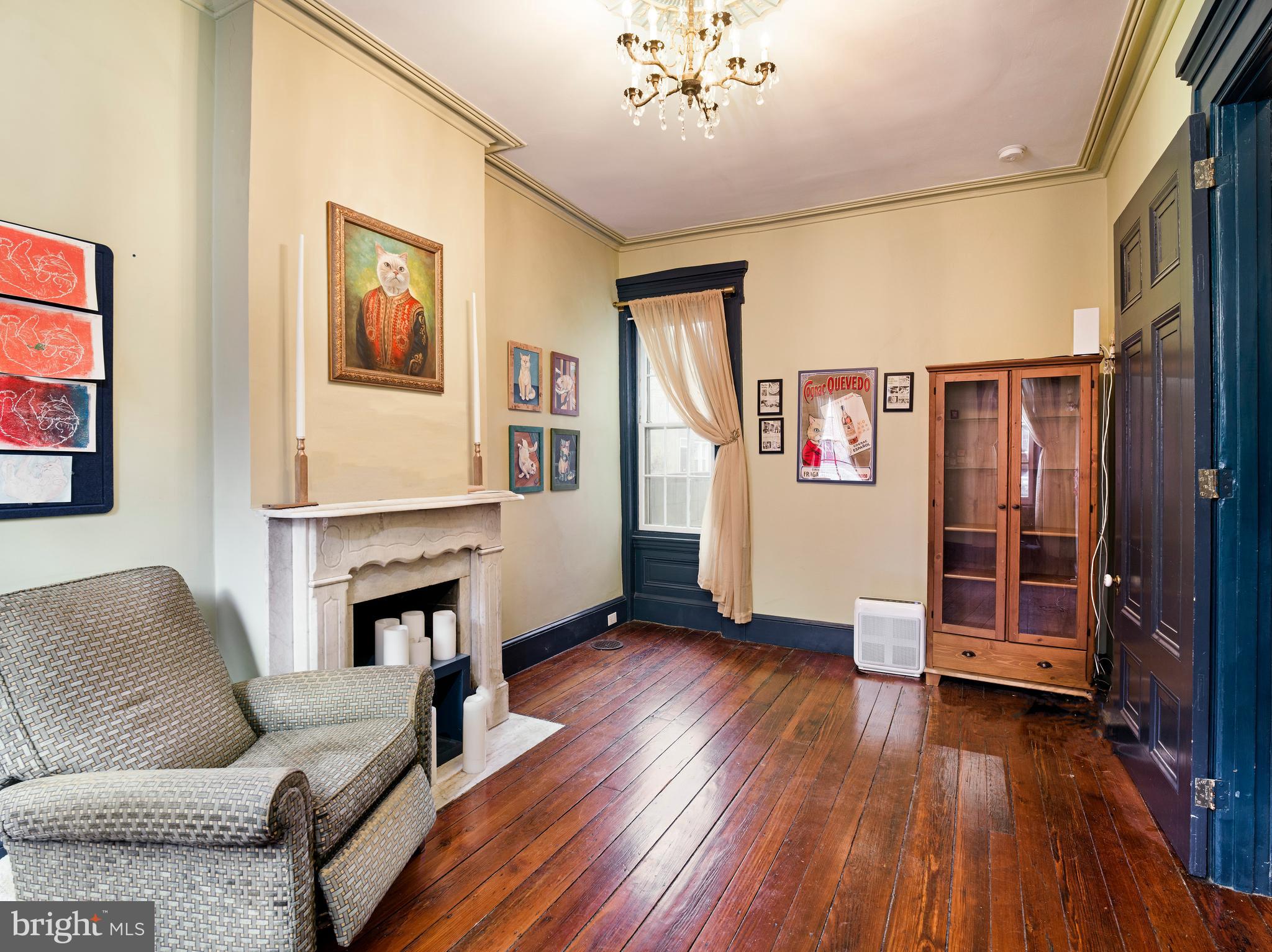 223 Carpenter Street Philadelphia, PA 19147 - Photo 14 of 42 a living room with furniture and a fireplace