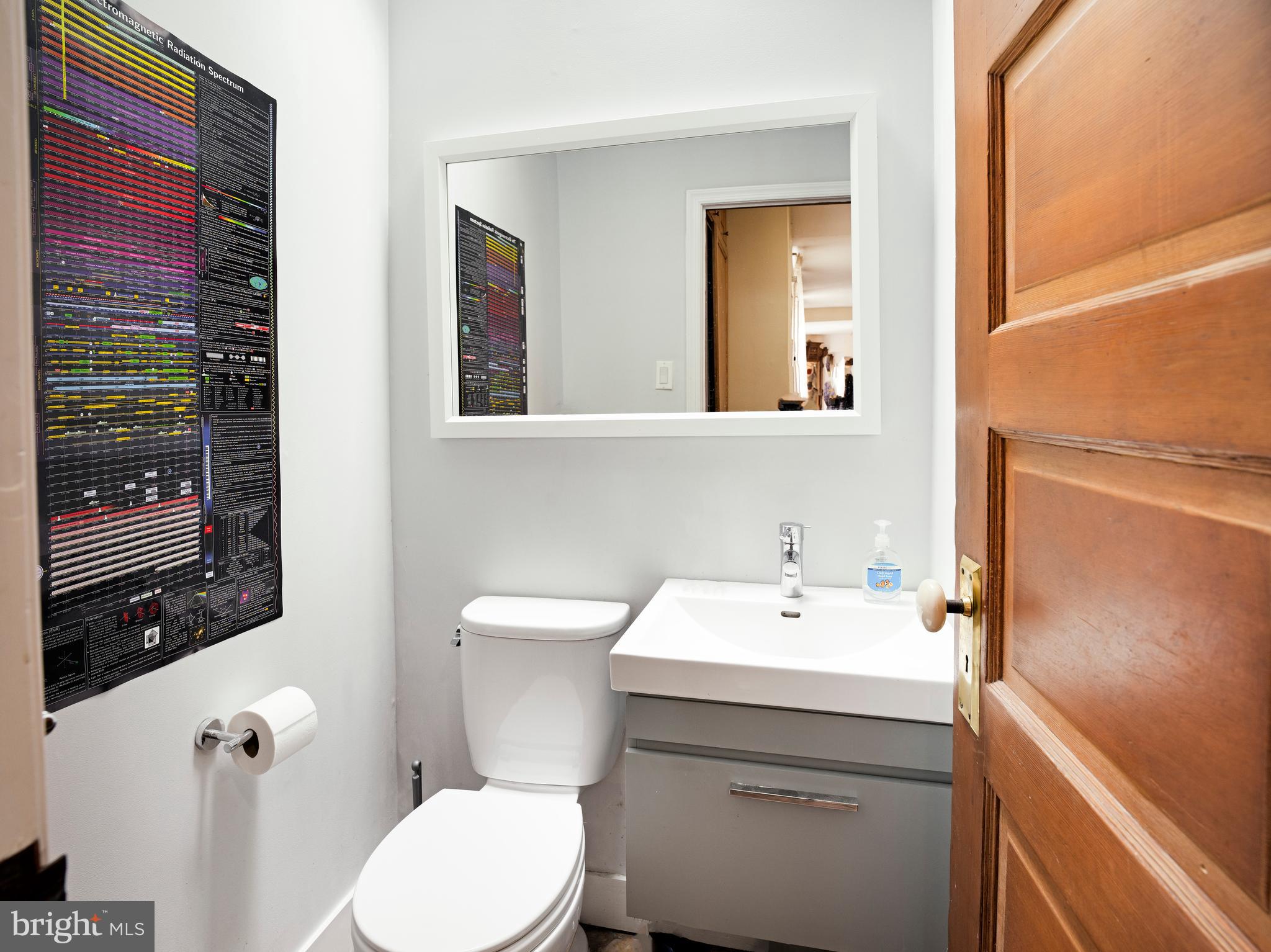 223 Carpenter Street Philadelphia, PA 19147 - Photo 19 of 42 a bathroom with a sink mirror and toilet