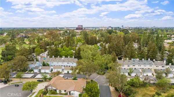 an aerial view of a residential houses