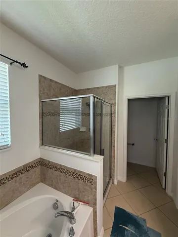 a bathroom with a tub and a shower