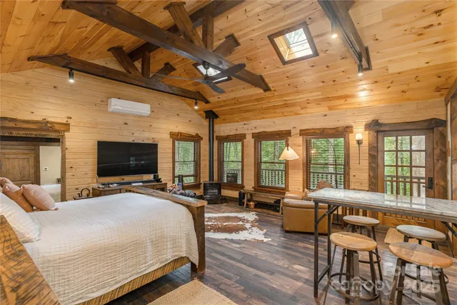 a bedroom with furniture