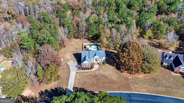 an outdoor view with patio