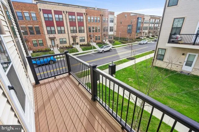 a balcony with view of city from a balcony