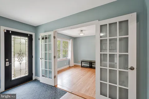 a view of a livingroom with a large window
