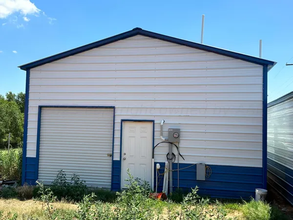 a backyard of a house with plants and large tree