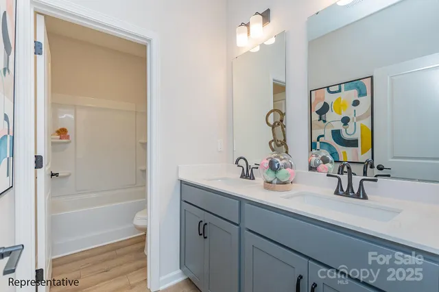 a bathroom with a sink a vanity and a mirror