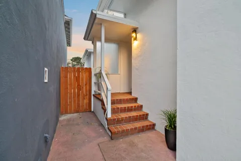 wooden floor view with an entryway and garden