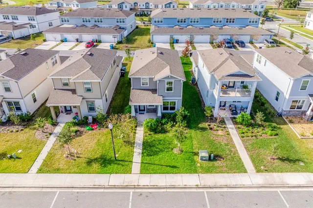 an aerial view of a city