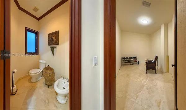 a bathroom with a shower and a mirror
