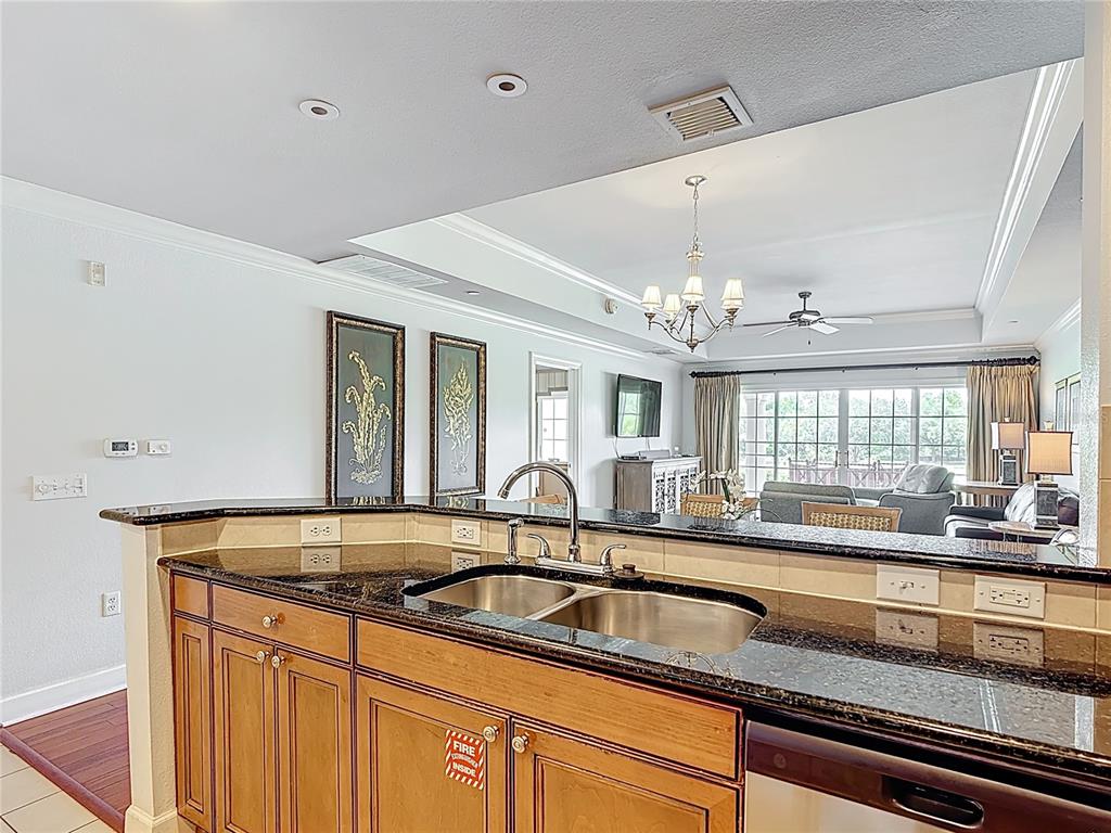 1356 Centre Ct Ridge Drive, Unit 103 Reunion, FL 34747 - Photo 9 of 53 a view of a sink a faucet a chandelier and living room view