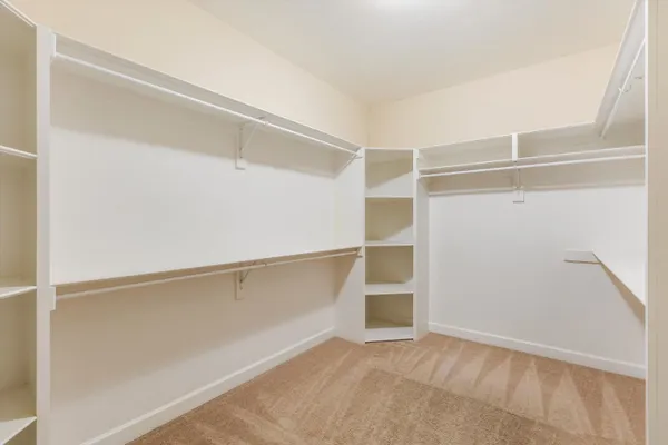 a view of an empty walk in closet