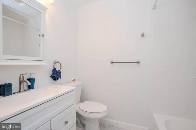 a bathroom with a sink a toilet and vanity