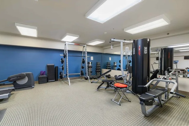 a view of a room with gym equipment
