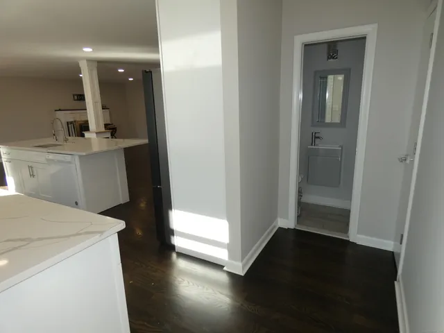 a view of hallway with washer and dryer