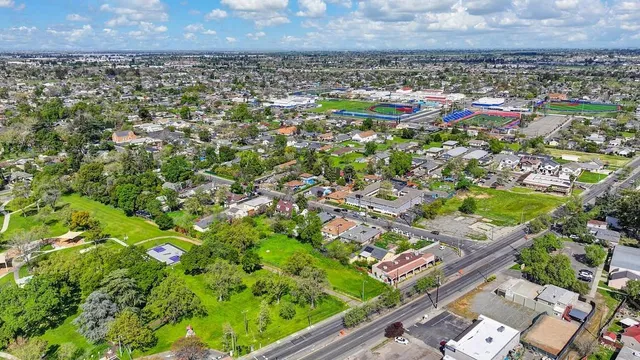 a backyard of a house with lots of green space