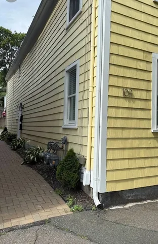 a view of a house with a small window