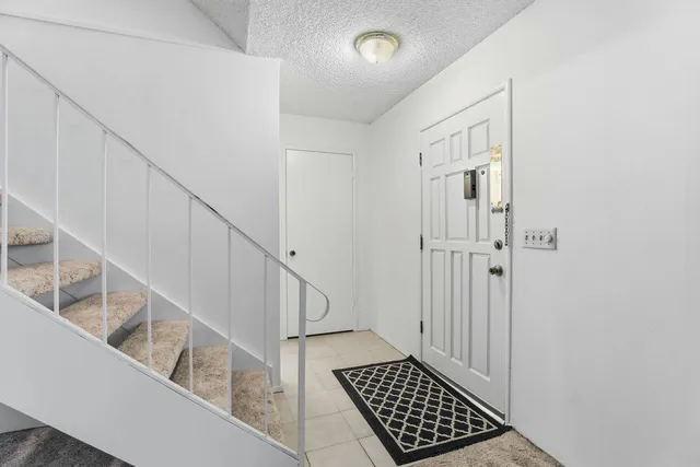 a view of wooden staircase