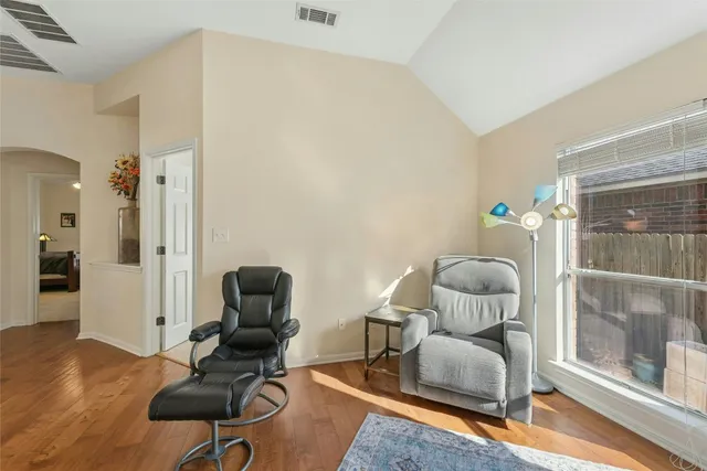 a living room with furniture