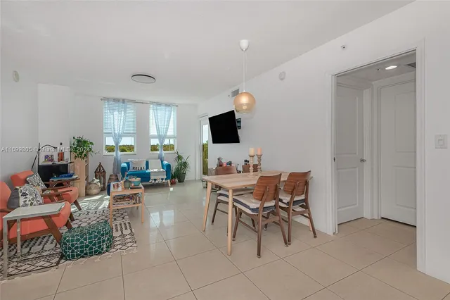 a view of a livingroom with furniture and a flat screen tv