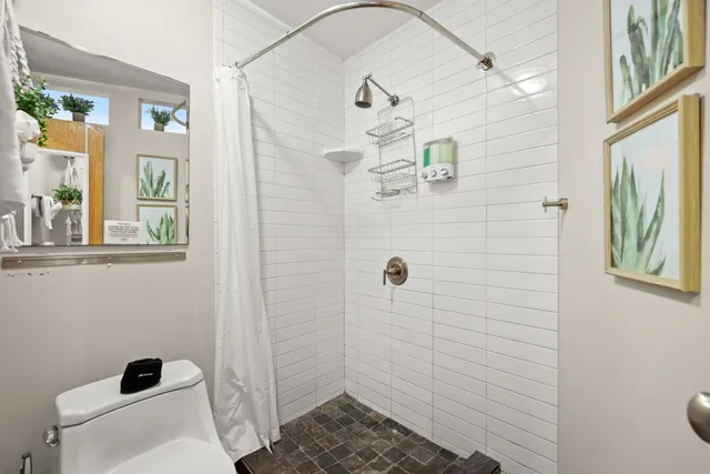 a bathroom with a shower