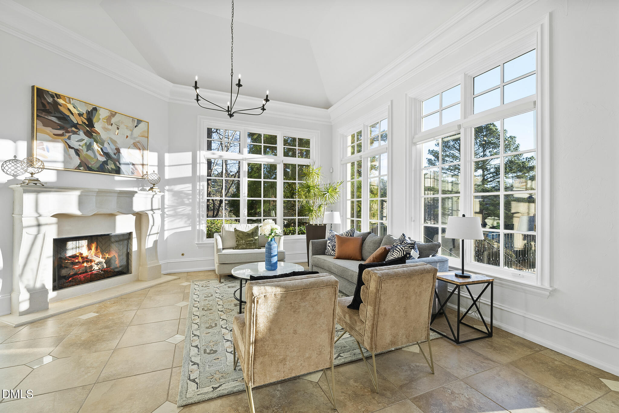 1404 Barony Lake Way Raleigh, NC 27614 - Photo 29 of 66 a living room with fireplace furniture and a large window