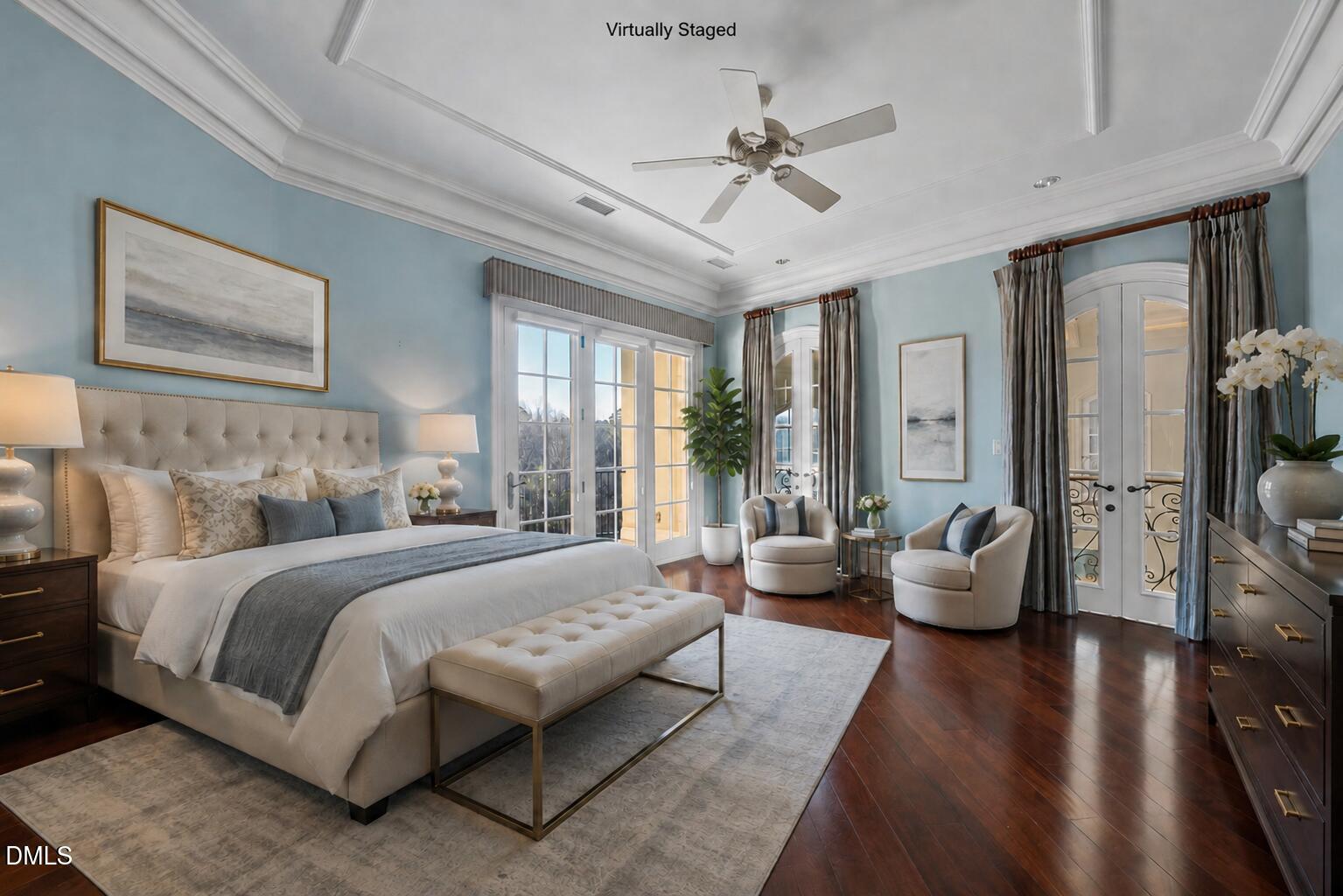1404 Barony Lake Way Raleigh, NC 27614 - Photo 50 of 66 a spacious bedroom with a bed and glass couch