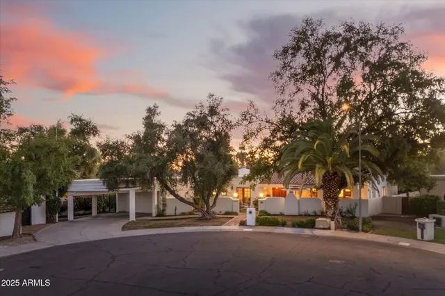 a aerial view of a house with a garden