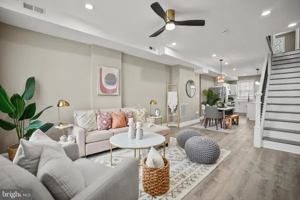 a living room with furniture