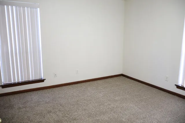 a view of a room with a window