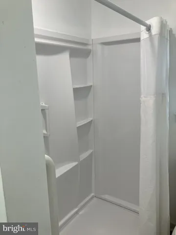 a view of walk in closet with empty racks