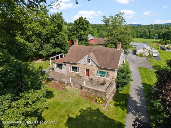 an aerial view of a house