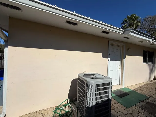 a view of a balcony with appliances