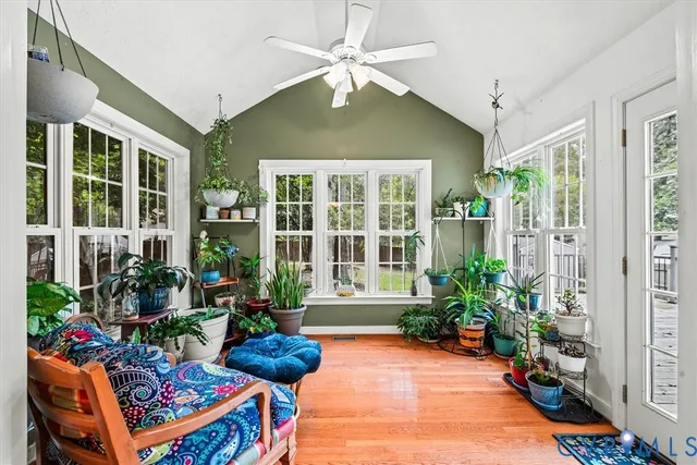 a living room filled with furniture and a potted plant
