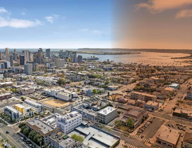 an aerial view of multiple house