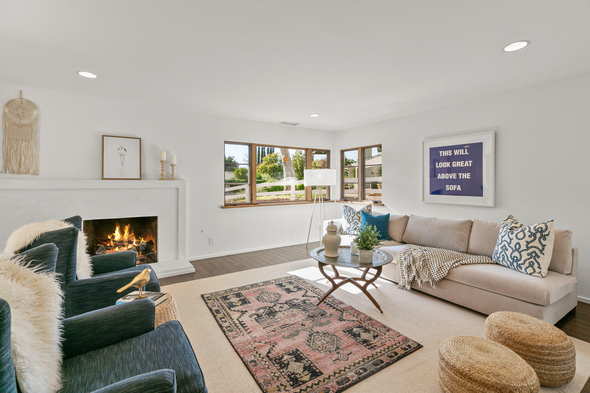 614 Red Hill Road Ojai, CA 93023 - Photo 8 of 47 a living room with furniture and a fireplace