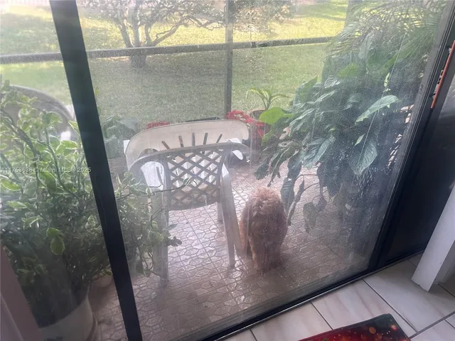 a view of a glass door