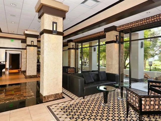 a view of a city and tall buildings