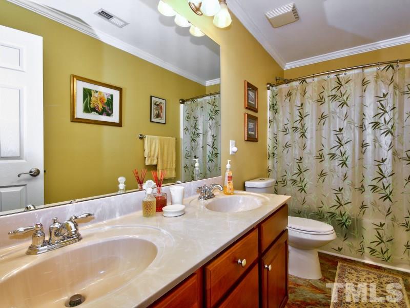 5304 Jade Forest Trail Raleigh, NC 27616 - Photo 16 of 22 a bathroom with a sink mirror and a toilet