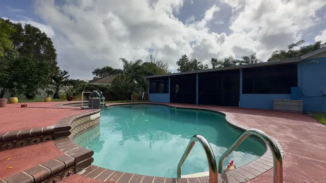 an outdoor space with garden view